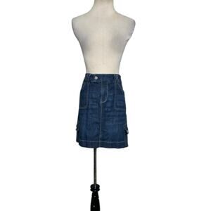 White House Black Market blue denim mini skirt size 4